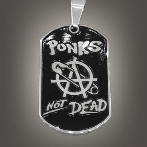 Медальон Punks Not Dead от медицинска стомана със знак анархия