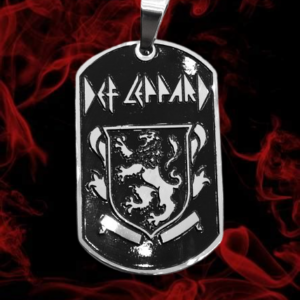 Стоманена рокерска плочка Def Leppard от медицинска стомана с герб