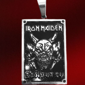 Правоъгълна стоманена метъл висулка Iron Maiden Senjutsu от медицинска стомана