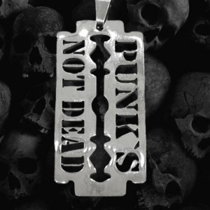 Стоманен медальон ножче Punk's Not Dead от неръждаема медицинска стомана