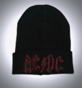 Черна зимна мъжка шапка с червена бродерия на AC/DC