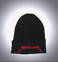 Мъжка зимна шапка Metallica в черен цвят с червено бродирано лого