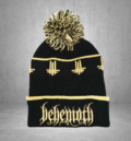 Мъжка зимна шапка Behemoth с помпон и златиста 3D бродерия