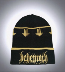 Мъжка зимна шапка Behemoth в черно със златиста 3D бродерия