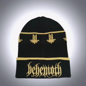 Мъжка зимна шапка Behemoth в черно със златиста 3D бродерия