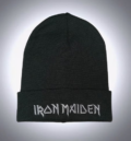 Изчистена черна зимна мъжка шапка Iron Maiden със сива бродерия