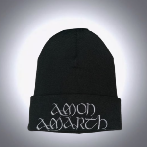 Изчистена черна зимна мъжка шапка Amon Amarth със сива бродерия