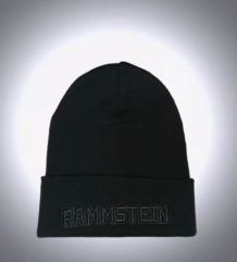 Минималистична черна зимна мъжка шапка Rammstein с черен бродиран надпис
