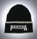 Мъжка зимна шапка Pantera в черно със сиви ленти и бродерия