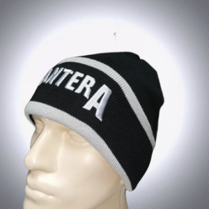 Зимна мъжка шапка Pantera със сиви ленти и бродерия - Hover Image