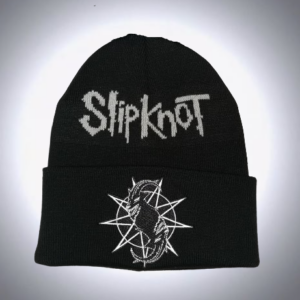 Черна зимна мъжка шапка Slipknot с бродирано лого и звезда