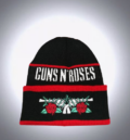 Черна зимна мъжка шапка Guns N' Roses с бродирани пистолети и рози