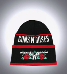 Черна зимна мъжка шапка Guns N' Roses с бродирани пистолети и рози