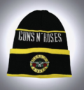 Черна зимна мъжка шапка Guns N' Roses с жълти ивици и бял надпис