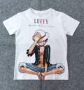 Бяла детска аниме тениска с Luffy от One Piece