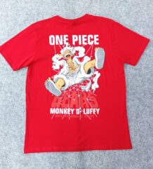 Червена аниме тениска от One Piece с Luffy