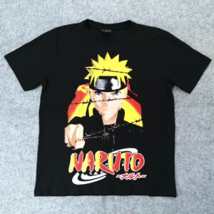 Черна памучна блуза от категорията naruto тениски с голяма цветна щампа на Узумаки