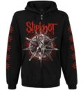 Черен метъл суичер с цип Slipknot с червено лого и графики по ръкавите