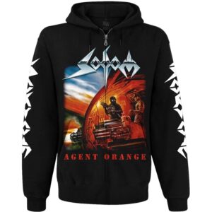 Черен метъл суичер с цип Sodom Agent Orange с цветна щампа на обложката отпред