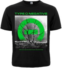 Черна мъжка метъл тениска Type O Negative Red Water с принт на дърво и зелено лого