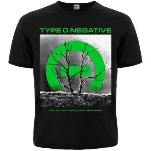 Черна мъжка метъл тениска Type O Negative Red Water с принт на дърво и зелено лого