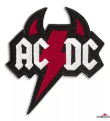 Оригинална бродирана рок нашивка AC/DC с червена светкавица