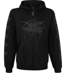 Мъжки черен метъл суичер с цип Darkthrone с тъмносиво лого и щампи по ръкавите