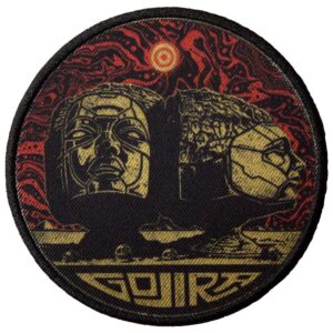 Кръгла оригинална нашивка на Gojira с каменни глави и златисто лого