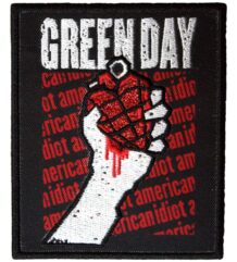 Оригинална черна нашивка на Green Day с граната и червен текст American Idiot