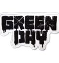 Официална бяла нашивка на Green Day с черно бродирано лого тип графити