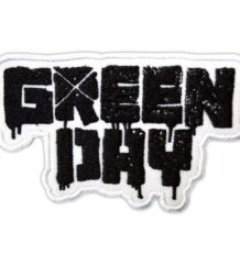 Официална бяла нашивка на Green Day с черно бродирано лого тип графити