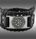 Кожена гривна с Vegvisir компас на викингите