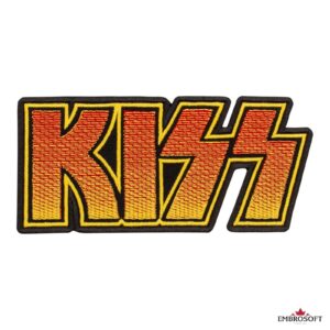 Висококачествена бродирана нашивка на KISS с жълто-оранжев градиент