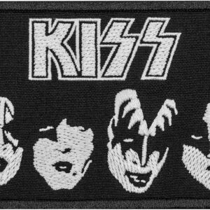 Рок нашивка KISS Faces черно-бяла бродерия за дрехи