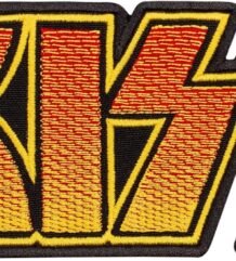 Бродирана рок нашивка KISS с червено и жълто лого за гръб