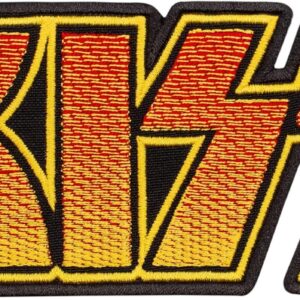 Бродирана рок нашивка KISS с червено и жълто лого за гръб