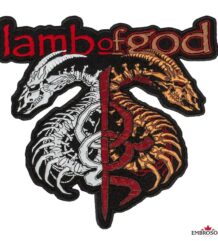 Голяма бродирана метъл нашивка Lamb of God с детайлни скелети за гръб