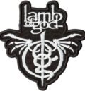 Официална черна нашивка на Lamb of God с бяло бродирано лого и символ