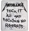 Лицензирана бяла нашивка на Metallica с надпис No Regrets