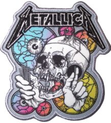 Многоцветна бродирана нашивка на Metallica с дизайн на череп и очи The Shortest Straw