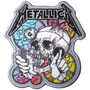 Многоцветна бродирана нашивка на Metallica с дизайн на череп и очи The Shortest Straw