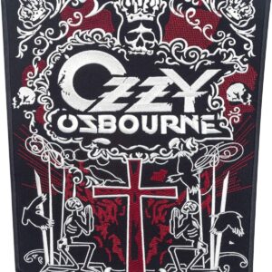 Голяма бродирана рок нашивка Ozzy Osbourne с черепи и гарвани за гръб