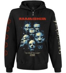 Мъжки черен метъл суичер с цип Rammstein Sehnsucht с лицата на бандата и щампи на ръкавите