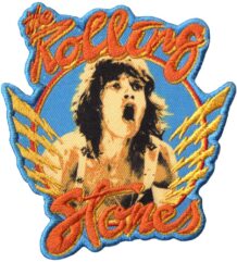 Цветна нашивка на The Rolling Stones с Мик Джагър и оранжеви надписи