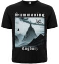 Лице на мъжка блек метъл тениска Summoning Lugburz с планина и гарван