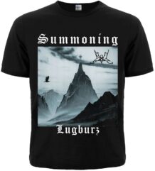 Лице на мъжка блек метъл тениска Summoning Lugburz с планина и гарван