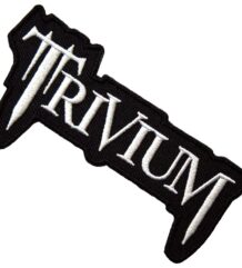 Официален лицензиран пач на Trivium с бяло бродирано лого върху черен фон