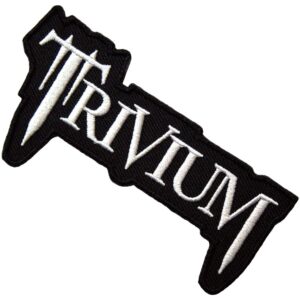 Официален лицензиран пач на Trivium с бяло бродирано лого върху черен фон