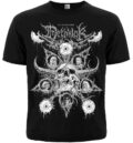 Черна мъжка тениска с щампа Dethklok и детайлен череп с героите от Metalocalypse