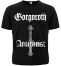 Лице на мъжка блек метъл тениска Gorgoroth Antichrist с обърнат кръст и лого